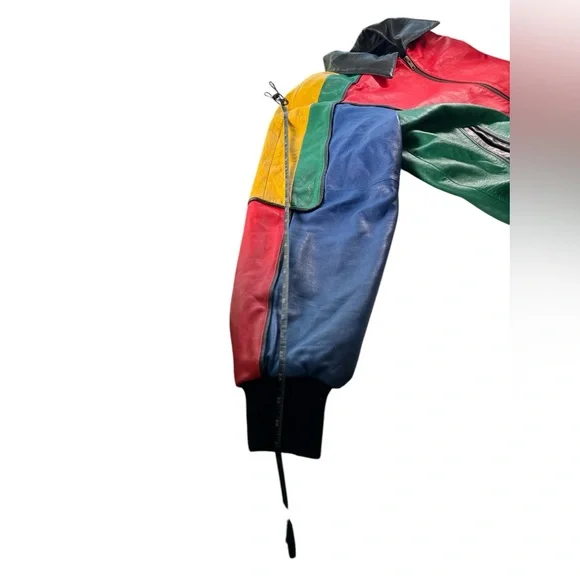 Michael Hoban RARE North Beach Leather Colorblock Moto Jacket Vintage Mens 40